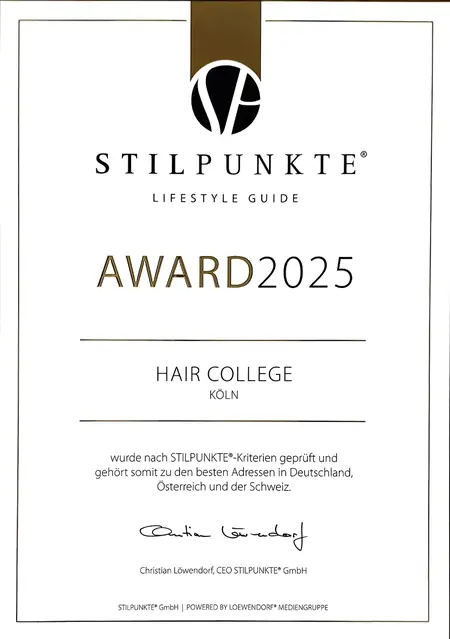 Auszeichnung Hair College 2025