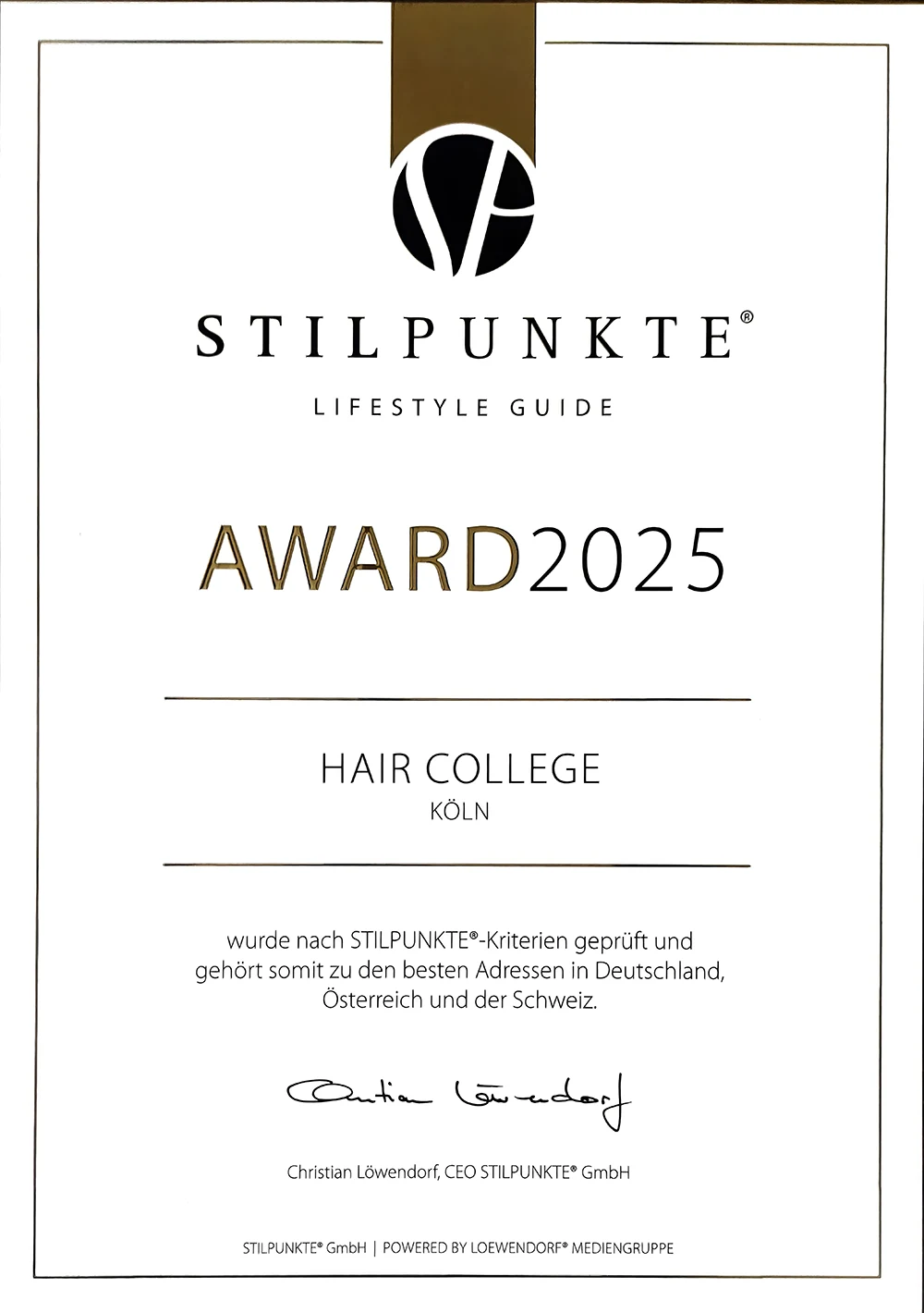 Auszeichnung Hair College 2025